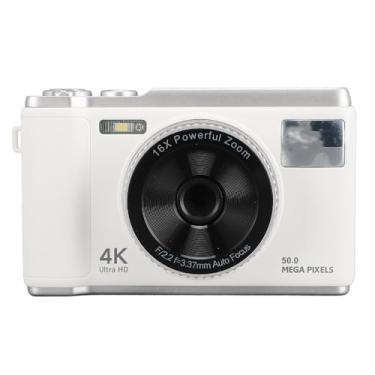 Imagem de Câmera Aponte e Dispare, Suporte OTG Recarregável para Fotografia 4K Câmera Digital Anti Vibração Tela de 2,8 Polegadas Com Flash para Adolescentes Adultos Iniciantes (Branco)