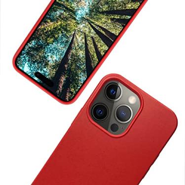 Imagem de eplanita Capa para celular Eco iPhone 15 Pro Max, fibra vegetal biodegradável e TPU macio, capa de proteção contra quedas, ecológico zero desperdício (vermelho, iPhone 15 Pro Max)
