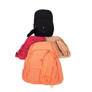 Imagem de Mochila E Estojo Em Tactel Juvenil Feminino Escolar - Sport, Coral