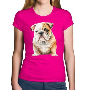 Imagem de Baby Look Algodão Bulldog-Inglês - Foca na Moda, Rosa, P