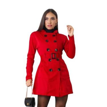Imagem de Sobretudo casaco Feminino Com 10 Botoes - AG Acessórios, Vermelho, G