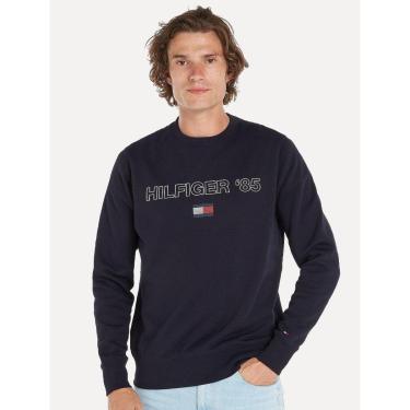 Imagem de Moletom Tommy Hilfiger Masculino Crewneck '85 Silk Azul Marinho-Masculino