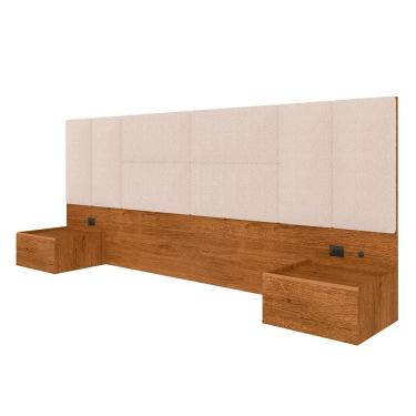 Imagem de Cabeceira Suspensa Cama Casal Panamá Com Led Fre/bouclé Off White - Ma