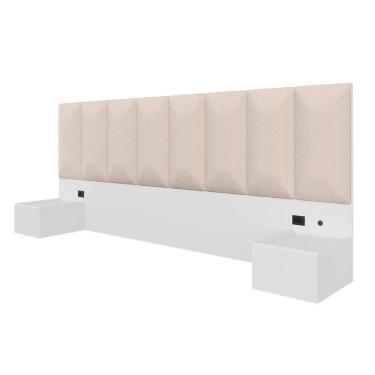 Imagem de Cabeceira Suspensa Cama Queen Bulgária C/led Bco/bouclé Off White - Ma