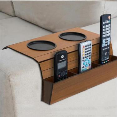 Imagem de Esteira para Sofá Porta Controle E Copos MDF - BOX FAN, Caramelo
