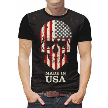 Imagem de Camiseta de caveira rock moto Masculina adulto Roupas eua - Alemark, M