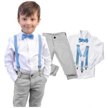 Imagem de Conjunto Social Cinza Manga Longa Calça Casamento Pajem Bebê - Migueli