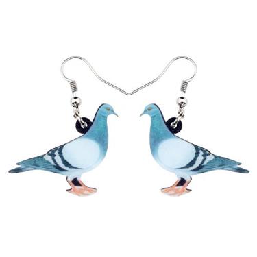 Imagem de Bonsny Brincos de pombo azul com pingente de gota de acrílico para mulheres, meninas e crianças, Acrílico, Sem pedra preciosa