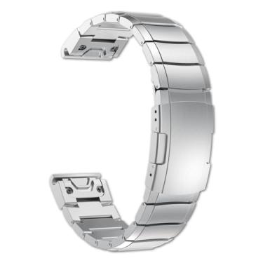 Imagem de Pulseira Metal Sport LTimports compativel com Fenix 8X - Fenix 7X - Fenix 6X - Fenix 5X Plus - Fenix 5X - Fenix 3 HR (Q.Fit26) (Prata)