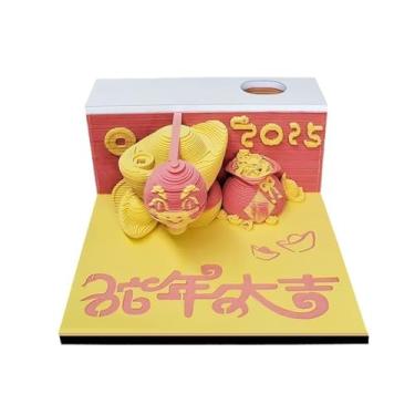 Imagem de Calendário de peça de tempo 2025, Snake calendário de mesa 3D, calendário de DIY Tear Away, Creative Desktop Ornaments, para presente de decoração de escritório em casa (Snake)