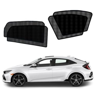 Imagem de BWEN Persianas magnéticas para janela lateral compatíveis com acessórios Honda Civic 2016-2021, sombreamento para privacidade, adequado para acampar, dormir e viajar