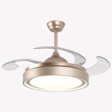 Imagem de Ventilador de Teto Led Retrátil Controle Remoto 4 Pás Dourado 3 temperaturas de Cor Dimerizável