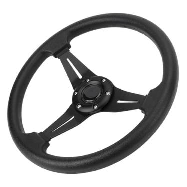 Imagem de Volante de Corrida, Volante de Carro Em Couro Pu de 14 Espaços, Aperto Confortável de Alumínio para Adaptador de Cubo de 6 Furos (Preto)