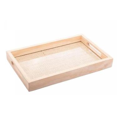 Imagem de Bandeja de Madeira com Sisal Pinus 38x24x4cm 13667 - Wolff - LYOR, WOL