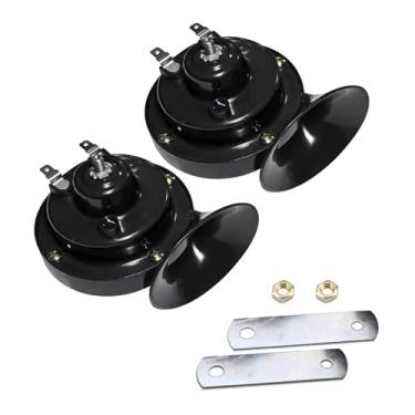 Imagem de HAOBO 2 buzinas de trem 300DB super altas, kit de buzina elétrica de caracol de tom duplo alto de 12 V, caracol elétrico de ar para carro, buzina dupla, acessórios universais para qualquer veículo de