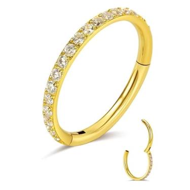 Imagem de Anéis de nariz de titânio 18G 16G CZ Anéis de nariz argolas para mulheres clicker segmento articulado septo lábio anéis trágus conch hélice cartilagem Rook Daith brincos piercing de argola joias diâmetro 6 mm 8 mm 10 mm 12 mm prata ouro preto anel de nariz, Titânio, Zircônia cúbica