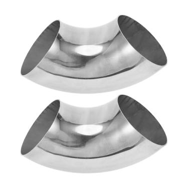 Imagem de Motoforti 2 peças 90 graus mandril curva cotovelo carro modificado tubo de escape tubulação 10.2 cm espessura OD 1,5 mm/16GA 102x250x1,5 mm 304 aço inoxidável tom prata