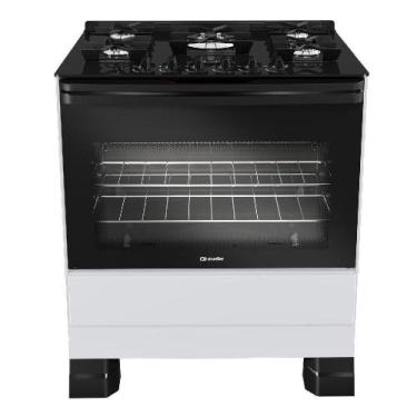 Imagem de Fogao Mueller 5 Bocas Branco Bivolt Mesa De Vidro e Tripla Chama MFV5B