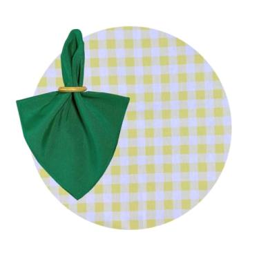 Imagem de Kit Sousplat Suplá Completo Mesa Posta com Guardanapos e Pg Decorativo 10 Lugares (XADREZ AMARELO LIMA - GUARDANAPO VERDE BANDEIRA - PG MADEIRA CLARA)