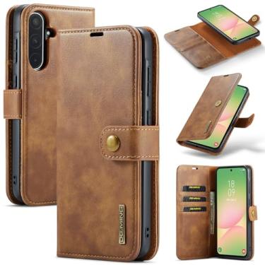Imagem de DG.MING Capa carteira de couro magnética destacável 2 em 1 para Samsung Galaxy A56 5G, capa flip com 3 compartimentos para cartão, 1 compartimento para dinheiro oculto, suporte flip e capa de telefone
