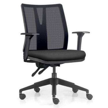 Imagem de Cadeira De Escritório Giratória Diretor Flow F02 Base Preta Sintético Preto - Lyam Decor