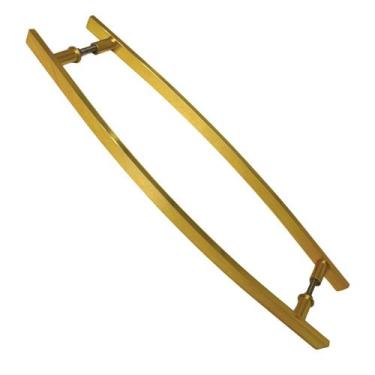Imagem de Puxador Duplo Alumínio Curvo 80cm Porta Pivotante Dourado - Montelar A