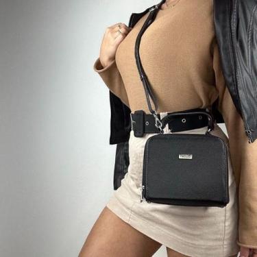 Imagem de Bolsa recuo em couro legítimo b.1008, Preto