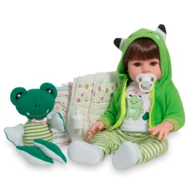 Imagem de Bonecos Reborn Realistas - Membros Articulados 100% Silicone - Pode dar Banho Variação de Bichinhos + Itens (Sapinho)