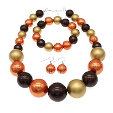 Imagem de MeliMe Colar de pérolas de imitação de vários fios para mulheres, 5 camadas, colar de pérolas, conjunto de pulseira e brincos, fantasia de casamento, joias de pérolas, Pérola sintética, Pérola