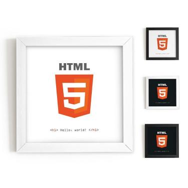 Imagem de Quadro Azulejo Fosco Html 20X20Cm - Branco Moldura Branca