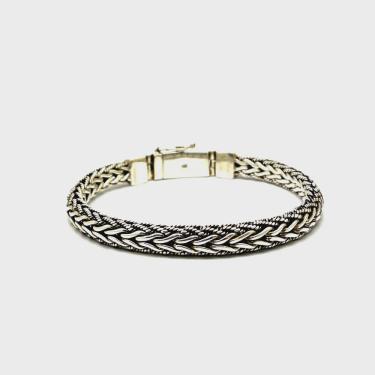 Imagem de Pulseira Bali Trança Fio Torcido Fecho Gaveta Prata 925 Masculina Original 22946 91U
