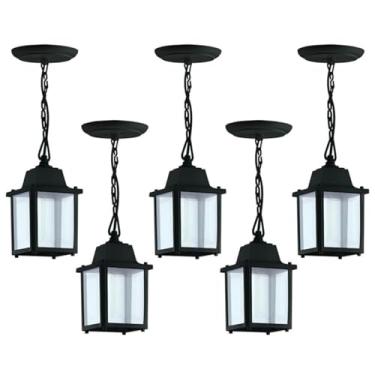 Imagem de Kit 5 Pendentes Luminárias de Teto Colonial Vintage Preto Interno Externo Bivolt E27 Dital