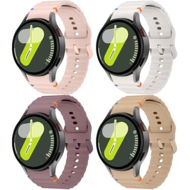 Imagem de Pulseiras esportivas para Samsung Galaxy Watch 7 6 5 4 FE de 40 mm e 44 mm e mulheres, sem lacunas para homens e mulheres, sem lacunas de 47 mm e 43 mm/clássica de 46 mm e 42 mm/5 pro de 45 mm, pacote