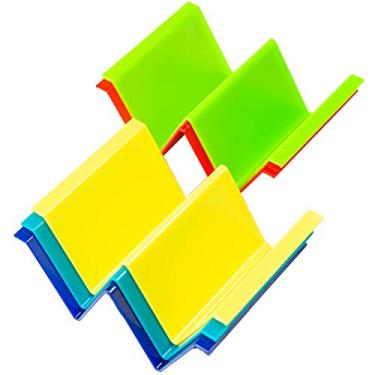 Imagem de Conjunto de 5 suportes para tacos da Youngever, tamanho regular grande, placa de taco, bandeja de caminhão estilo taco, material ABS, muito rígido e resistente, pode ser lavado na lava-louças