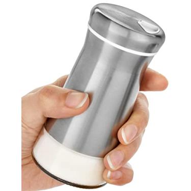 Imagem de Saleiro ou pimenteiro com orifícios ajustáveis – elegante dispensador de especiarias de aço inoxidável – perfeito para o Himalaia, sal de mesa, pimenta branca e preta (saleiro)