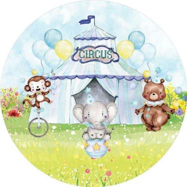 Imagem de Painel Redondo 3D Sublimado Circo Azul Aquarela Frd-3259