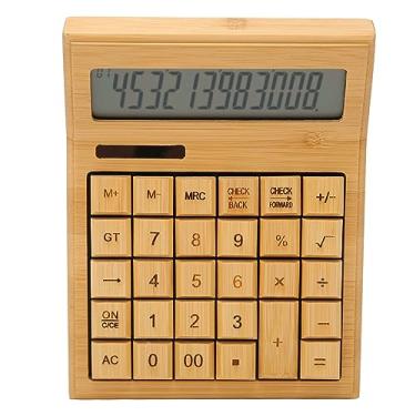 Imagem de Calculadora de Bambu, Calculadoras Solares de Madeira Com Tela LCD Digital de 12 Bits, Calculadoras de Mesa de Funções Padrão Básicas Com 29 Botões Grandes para Loja de