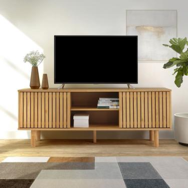 Imagem de Rack Para Tv Até 55'' Madeira Maciça Magna Porta Ripada 1,6m Mel