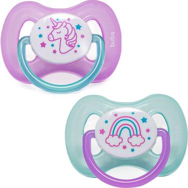 Imagem de Kit 2 Chupetas Comfort Tam 2 (6m+) - Buba Unicórnio E Arco-íris 12676