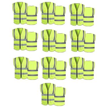 Imagem de Colete Sinalizador Faixa Refletivo Kit 10 Unidades Fiscalizaçao Epi Blusao Fluorescente Obra
