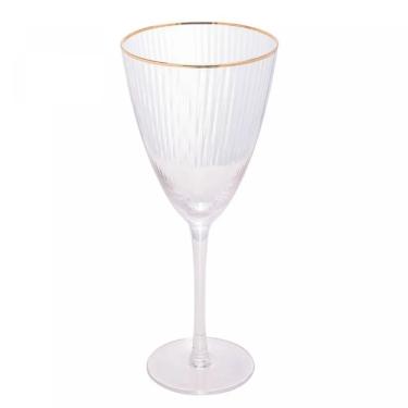 Imagem de Taça De Vinho De Vidro Com Borda Dourada Lines 400ml Wolff