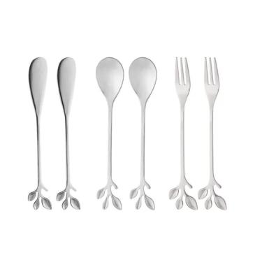 Imagem de Conjunto Talheres Para Petiscos Leaves Bon Gourmet Aço Inox