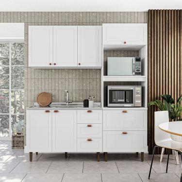 Imagem de Cozinha Pérola Completa 3 Peças Aéreo 3 Portas E Balcão 2 Gavetas 3 Portas E Torre Quente Yescasa Branco