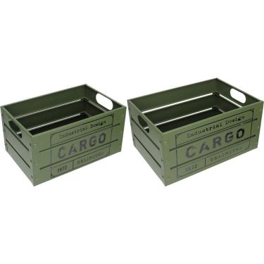 Imagem de Jogo 2 Caixa Organizadora Decorativa Home&co Metal Verde