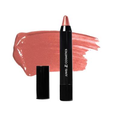 Imagem de Juwel Cosmetics Lápis Labial Retrátil, Lábios de Alta Brilho e Longa Duração com Vitaminas C e E, Manteiga de Karité e Cacau, Batom Ultra Suave de Cobertura Total com Proteção Antioxidante, Cognac.