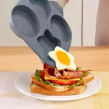 Imagem de Frigideira Antiaderente Estrela Ovo Coração [4 em 1] - Ideal Para Ovos e Omeletes Panquecas e Hambúrgueres