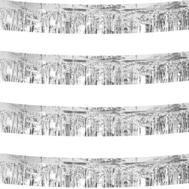 Imagem de CareCheer Pacote Com 4 Guirlandas De Franjas Metálicas, Total 12 Metros, Cortinas Parede, Saias Borlas, Enfeites Enfeites, Decorações Para Carros Alegóricos, Trailers, Festas Carnaval, Aniversários