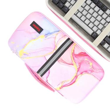 Imagem de Kingshion Bolsa De Viagem Rígida, Capa Teclado 75% Compatível Com Keychron K2, Melgeek, Logitech Pop Keys Mecânicos, Mini Sem Fio Mecânico Mx, Portátil 84 Teclas - Contraste Rosa