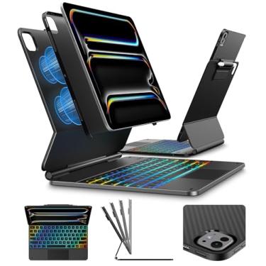 Imagem de typecase Capa com teclado Edge para iPad Pro 2024 de 13 polegadas (M4), capa protetora ultrafina destacável, modos retrato e digitação, trackpad embutido, retroiluminação de 11 cores, suporte