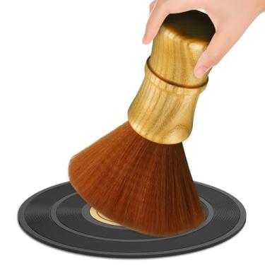 Imagem de Escova de limpeza de discos de vinil, cerdas antiestáticas, escova de cabo de madeira macia para remoção de poeira de toca-discos LP, agulha fonógrafa, CD
